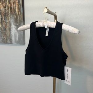 Athleta Aurora Crop Rib Tank Black Medium NWT
